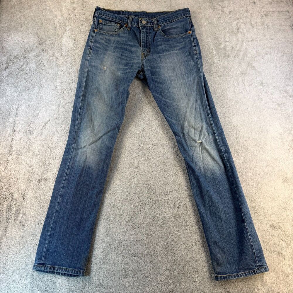 Levi's 511 Mens Jeans Slim Fit W31 L32 Blue Denim Great Fade Distressed